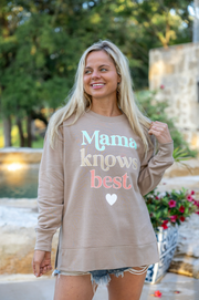 Mama Knows Best (Taupe) - Fleece Sweatshirt / Crew
