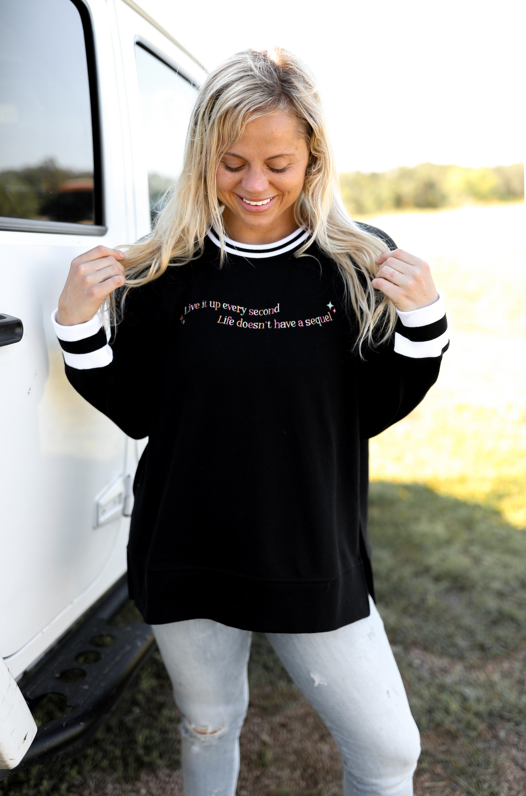 Life Doesn't Have a Sequel (Midnight) - Retro Sweatshirt / Crew Speciality Ribbing