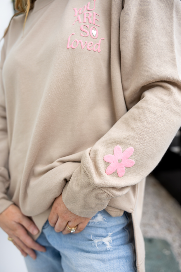 I Hope You Know (Taupe Puff Print) - Fleece Sweatshirt / Crew