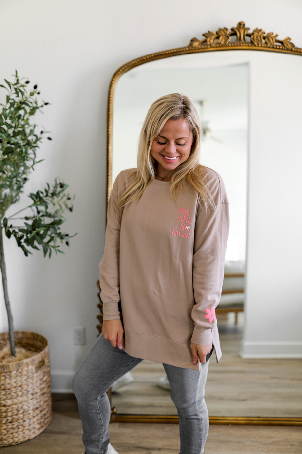 I Hope You Know (Taupe Puff Print) - Fleece Sweatshirt / Crew