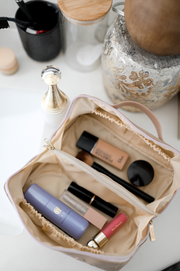 Cosmetic Bag - MAMA - Embossed Hold All Makeup Bag (Latte)