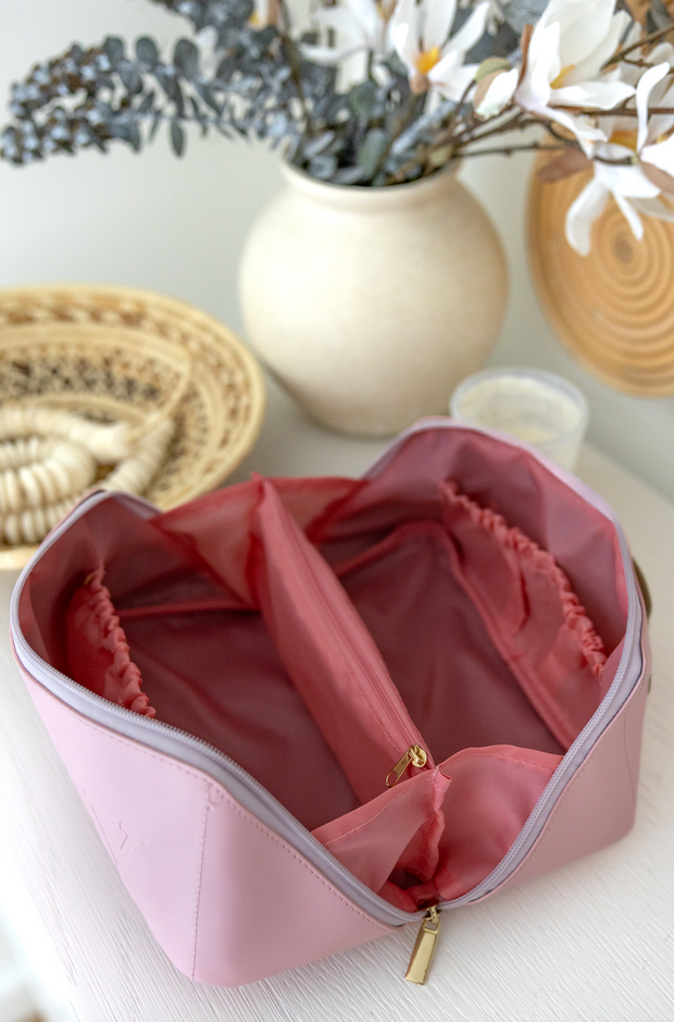 Cosmetic Bag - WIFEY - Embossed Hold All Makeup Bag (Blush/Lavender)