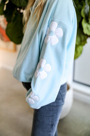 Daisies (Ice Blue) - Retro Weekend Fleece Sweatshirt / Full Zip