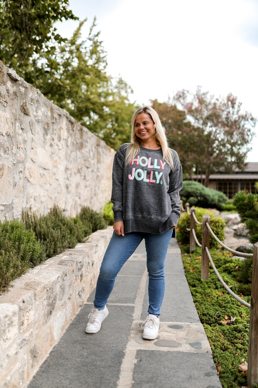 Holly Jolly (Charcoal) - Burnout Sweatshirt