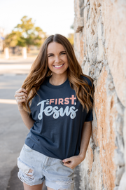 But First Jesus (Indigo) - Short Sleeve / Crew
