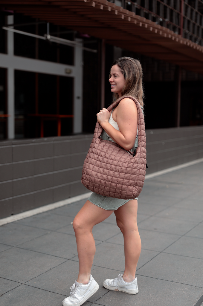 Tote Bag - On Cloud Nine Quilted Puffer Tote (ESPRESSO