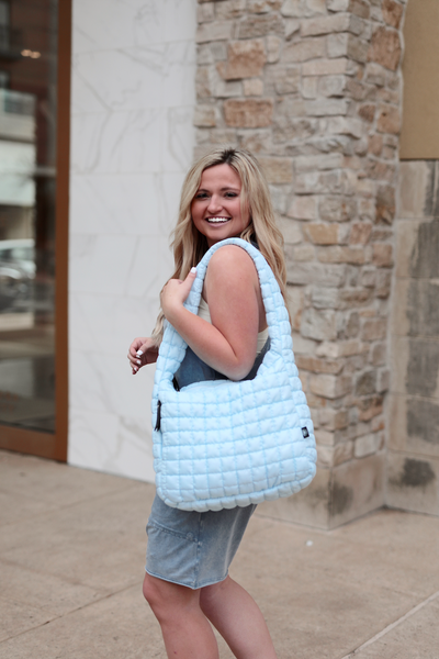 Tote Bag - On Cloud Nine Quilted Puffer Tote (SEASIDE BLUE