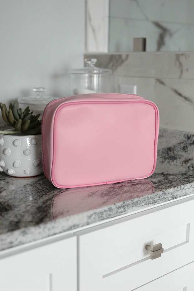 CUSTOM Oversized Cosmetic Bag - (Pink / Clear)
