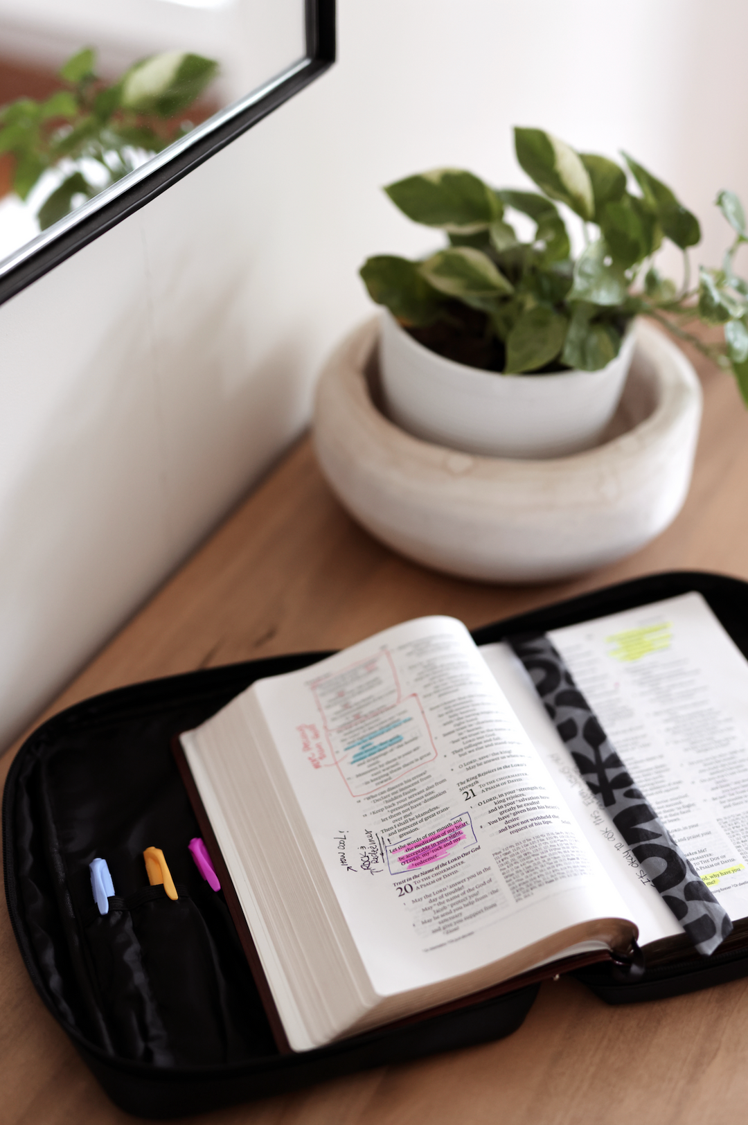 Custom Bible Cover -  Faith First Floral (Black/Grey)