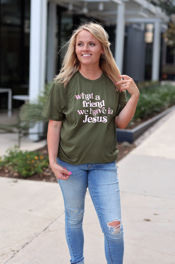 K&C - What A Friend (Moss) - Short Sleeve/Crew