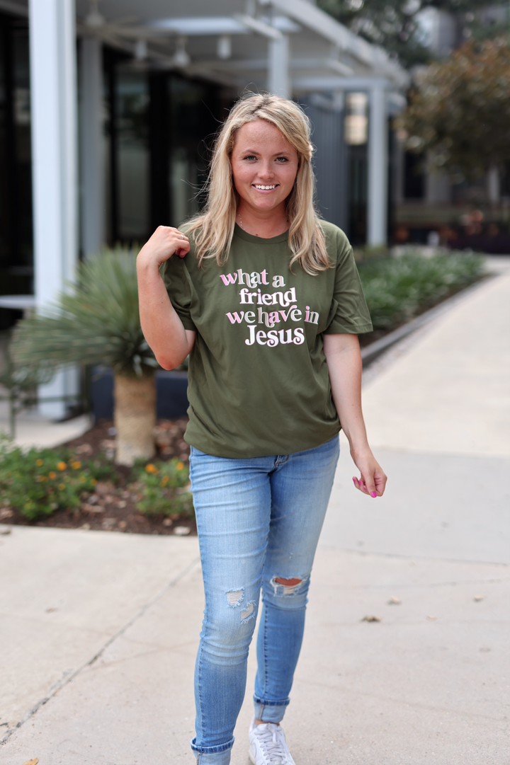 K&C - What A Friend (Moss) - Short Sleeve/Crew