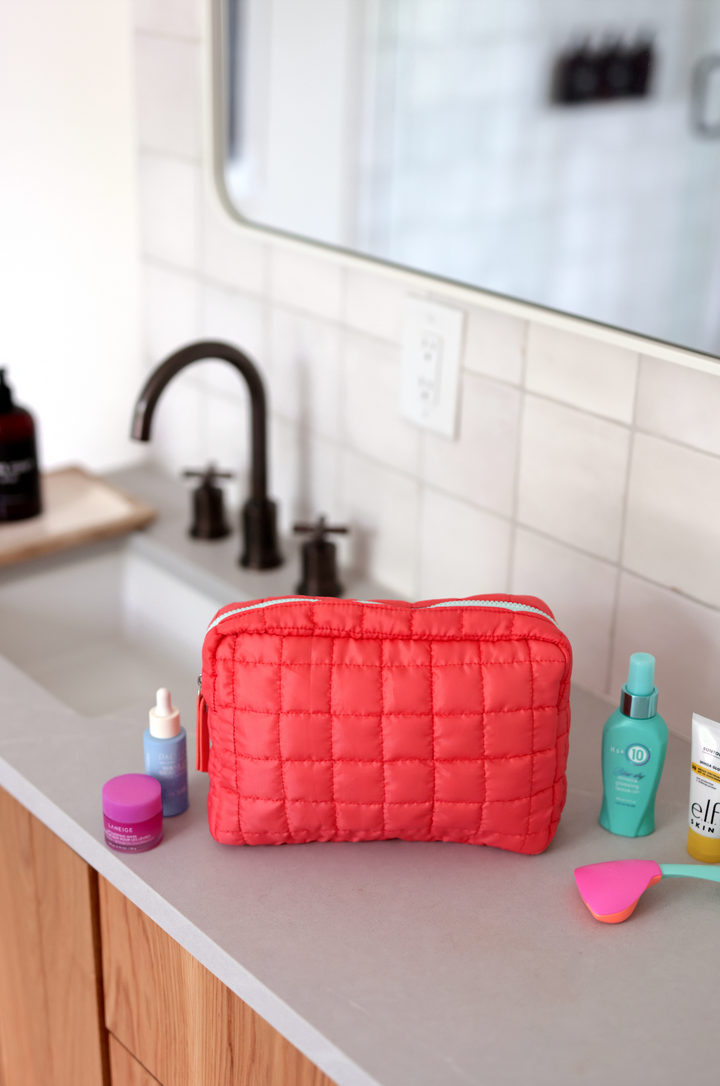 On Cloud Nine Quilted Puffer Cosmetic Bag - (Citrus)
