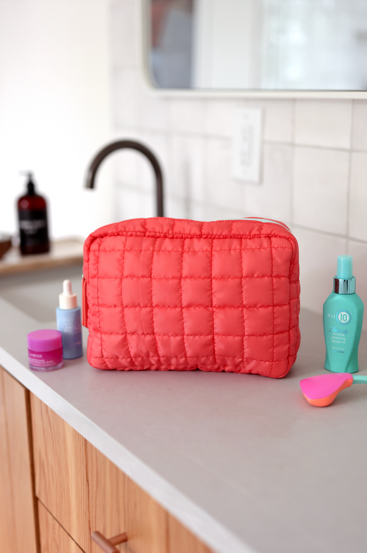 On Cloud Nine Quilted Puffer Cosmetic Bag - (Citrus)