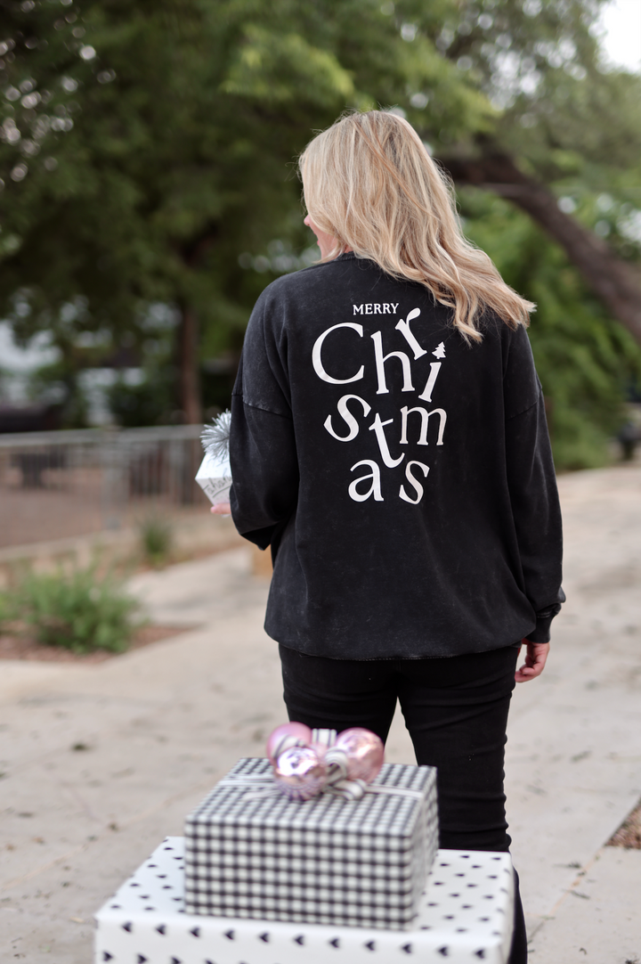 Peace Joy & Love (MIDNIGHT) - "My Go To" Oversized Acid Washed Sweatshirt