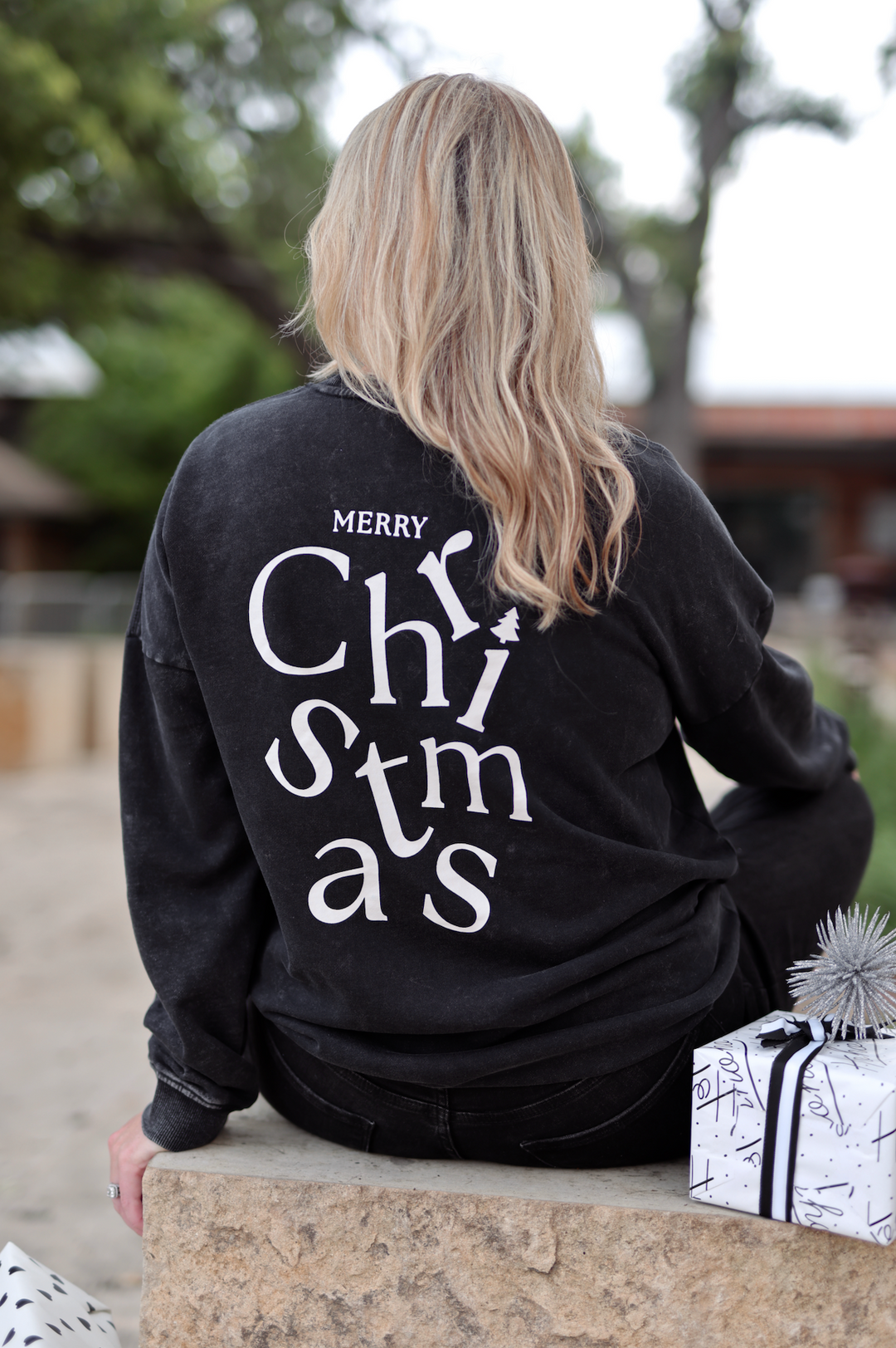 Peace Joy & Love (MIDNIGHT) - "My Go To" Oversized Acid Washed Sweatshirt