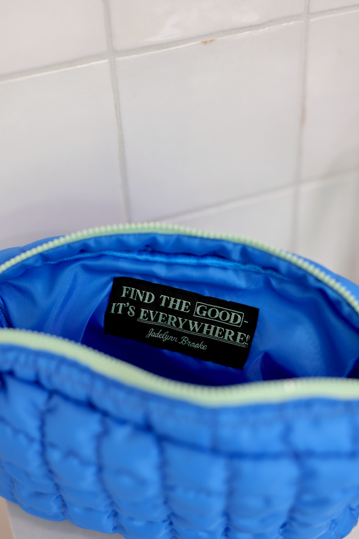 On Cloud Nine Quilted Puffer Cosmetic Bag - (Cobalt Blue)
