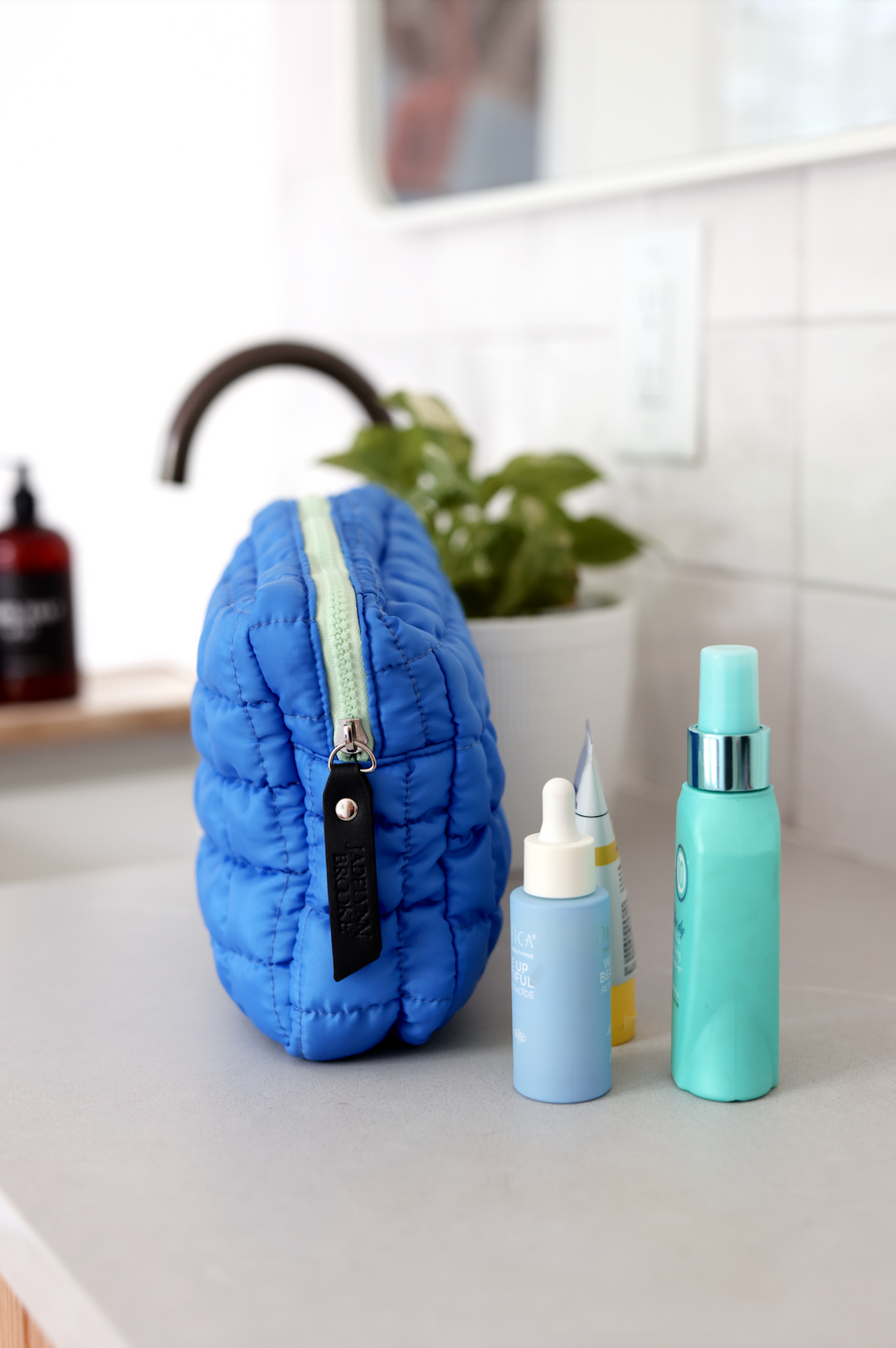 On Cloud Nine Quilted Puffer Cosmetic Bag - (Cobalt Blue)