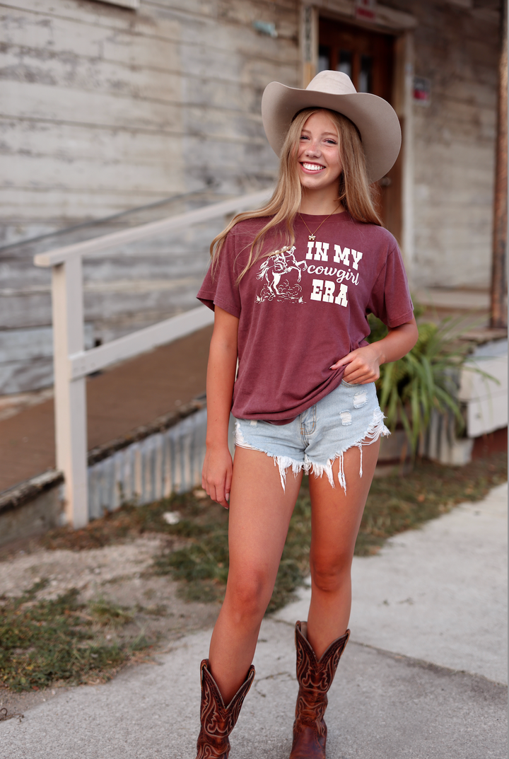 In My Cowgirl Era (Wine Acid Wash) - Short Sleeve/Crew