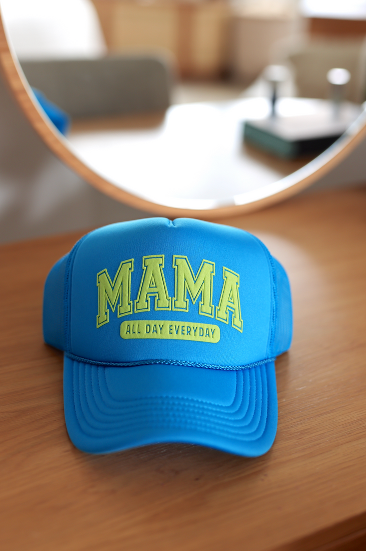 Trucker Hat - MAMA All Day Everyday (Neon Blue)