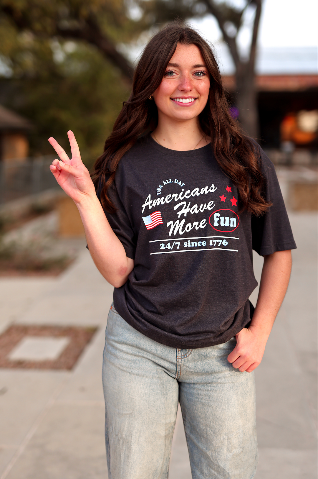Americans Have More Fun (Charcoal Heather) - Short Sleeve/Crew