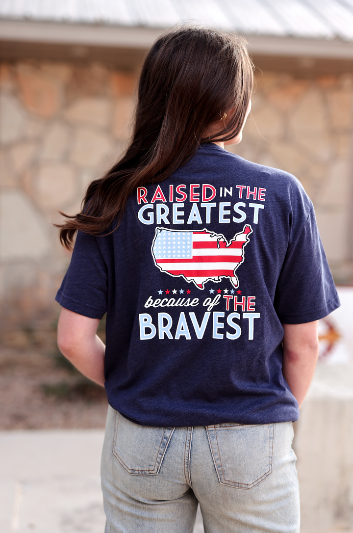 Raised In The Greatest (Navy Heather) - Short Sleeve/Crew