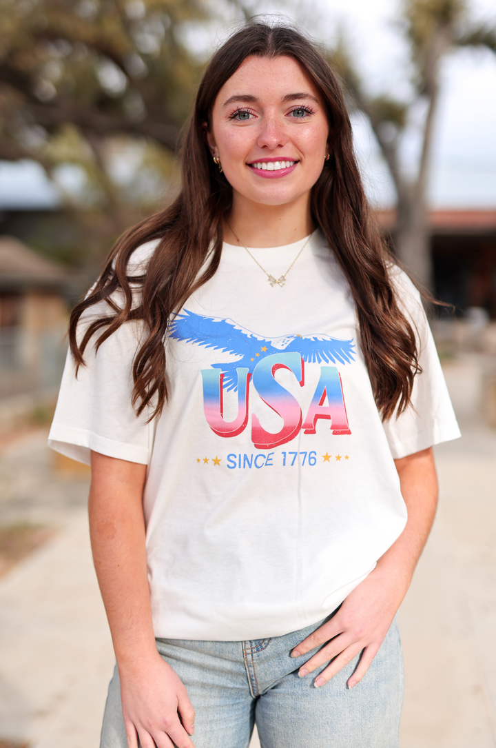 USA Eagle (White) - Short Sleeve/Crew