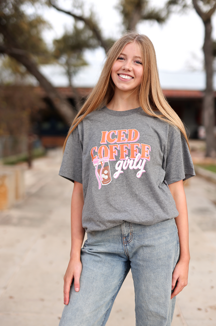Iced Coffee Girly (Medium Grey) - Short Sleeve/Crew