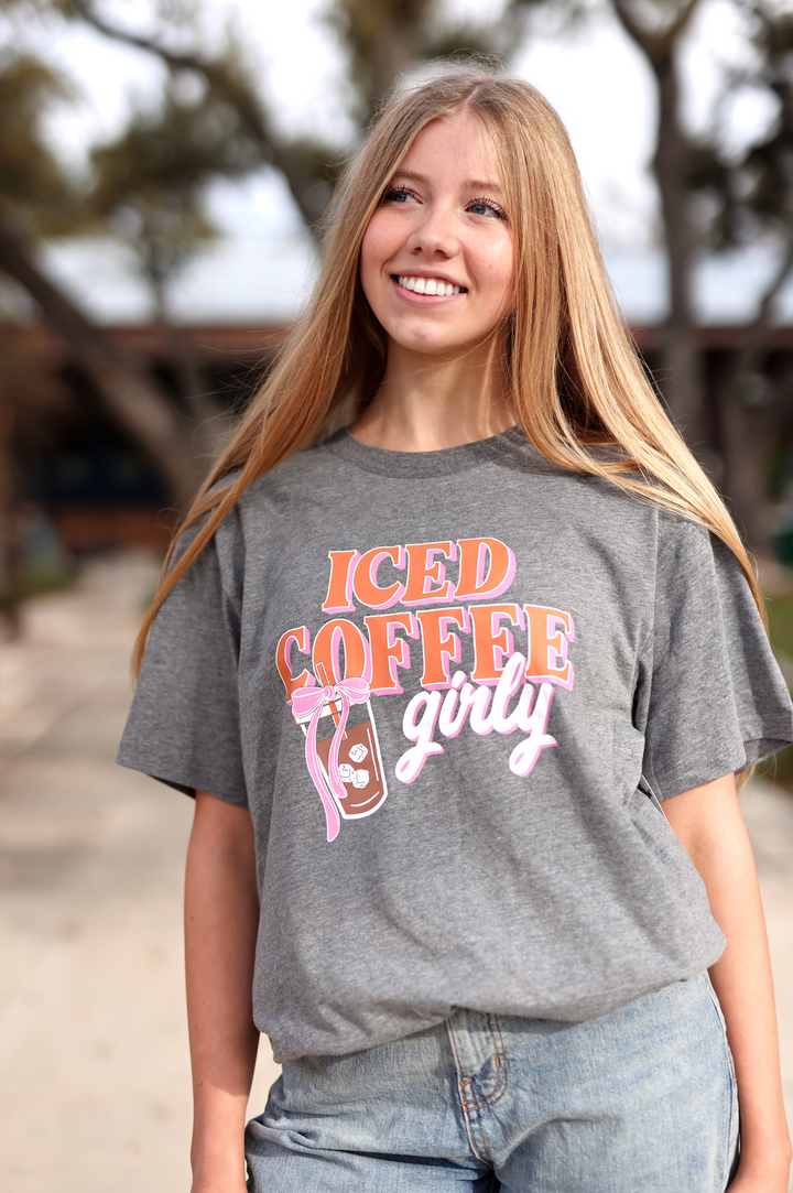 Iced Coffee Girly (Medium Grey) - Short Sleeve/Crew