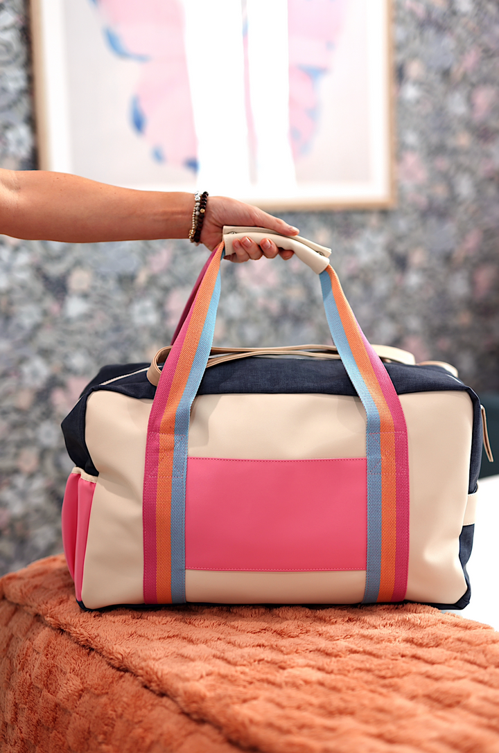 Duffle Bag - Denim Print WITHOUT customization (Denim Print/Cream/Mint)