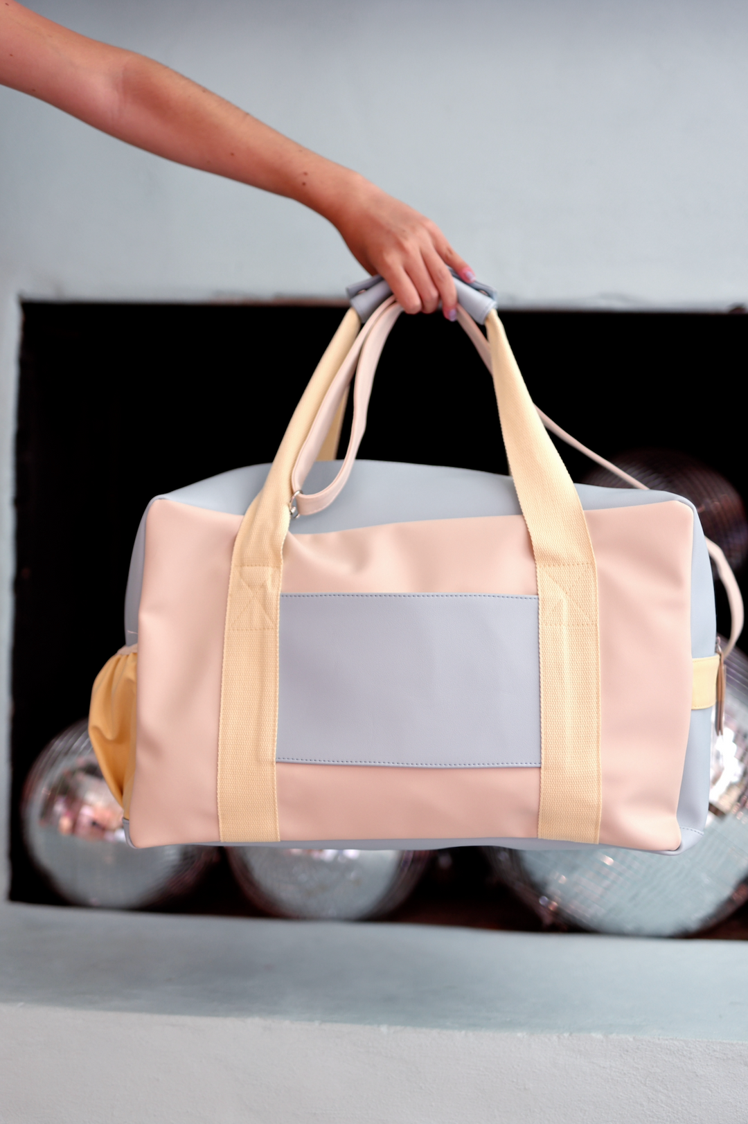 Custom Duffle Bag - The Nantucket Color Block (Ivory/Seaside Blue/Sunny Yellow)