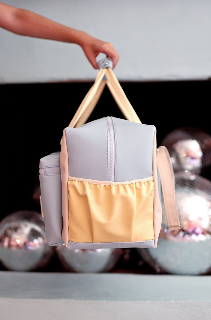 Custom Duffle Bag - The Nantucket Color Block (Ivory/Seaside Blue/Sunny Yellow)