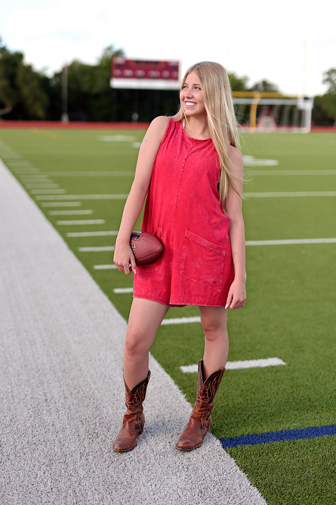 Tailgate Mineral Wash Romper - (Red) L Tailgate Mineral Wash Romper - (Red) L