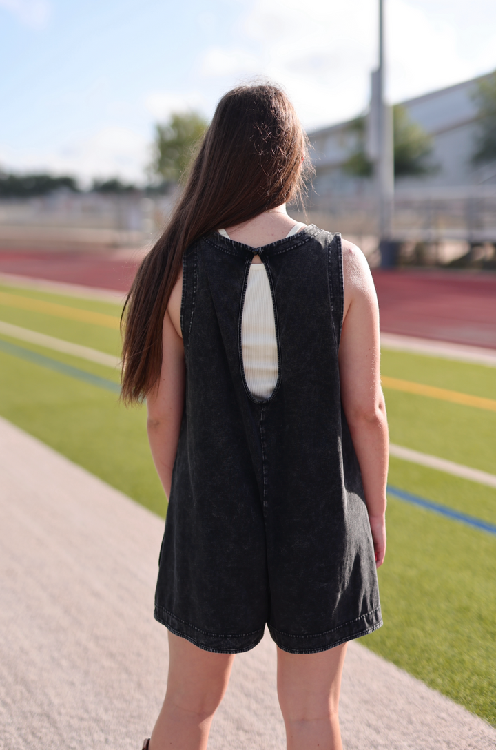 Tailgate Mineral Wash Romper - (Midnight)