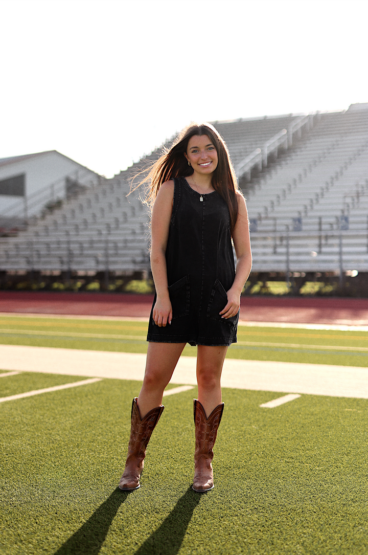 Tailgate Mineral Wash Romper - (Midnight)