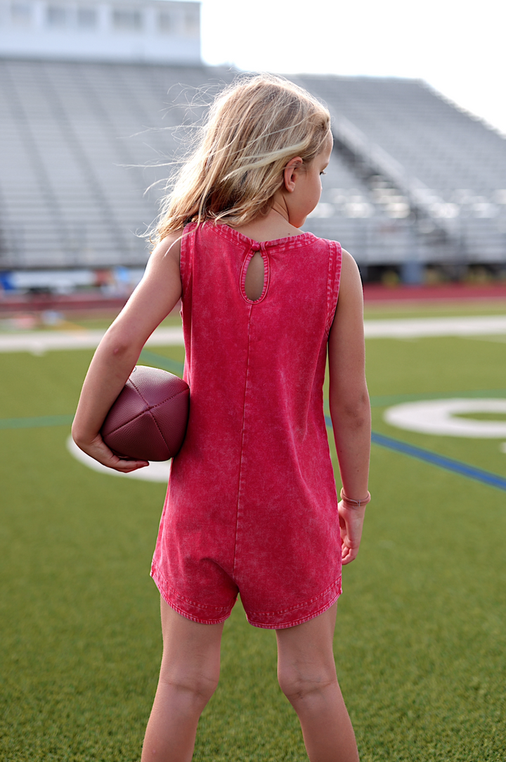 Tailgate Mineral Wash YOUTH Romper - (Red)