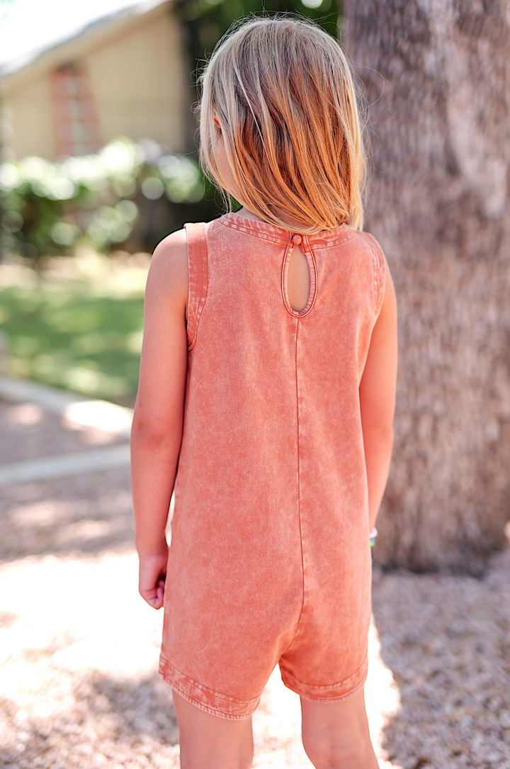 Tailgate Mineral Wash YOUTH Romper - (Vintage Orange)