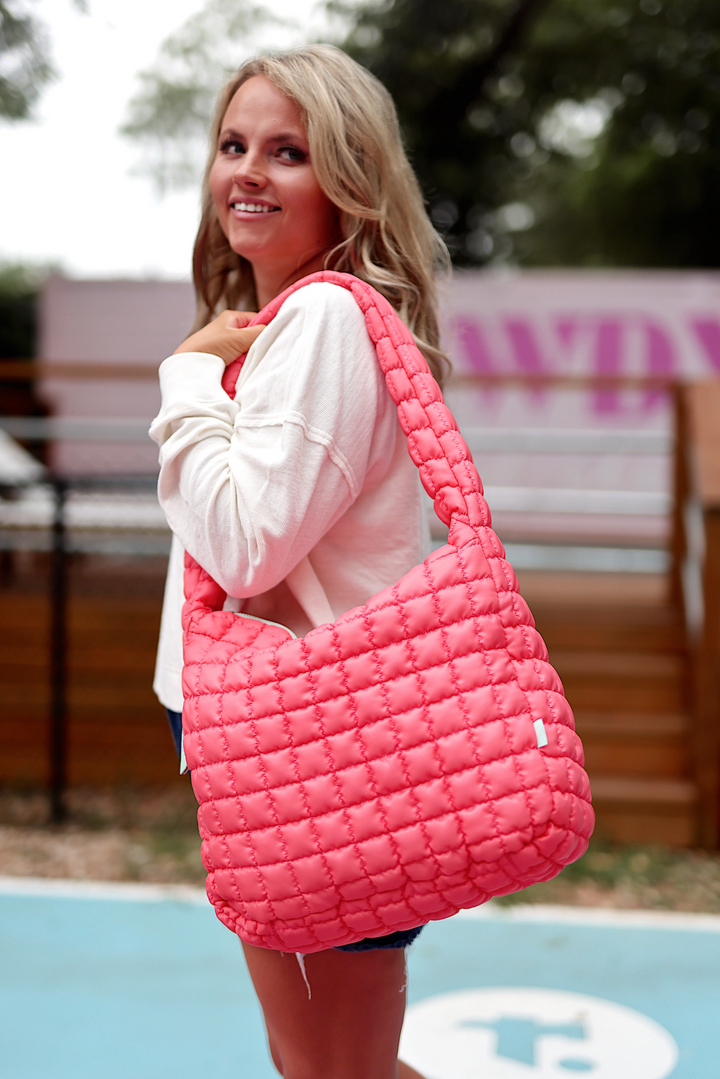 Tote Bag - On Cloud Nine Quilted Puffer Tote (Citrus)