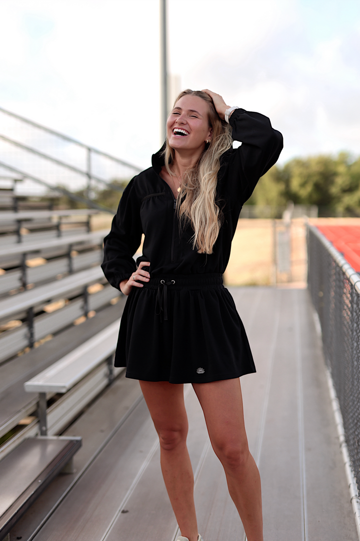 Jet Setter Hoodie Skort Dress - (Midnight)