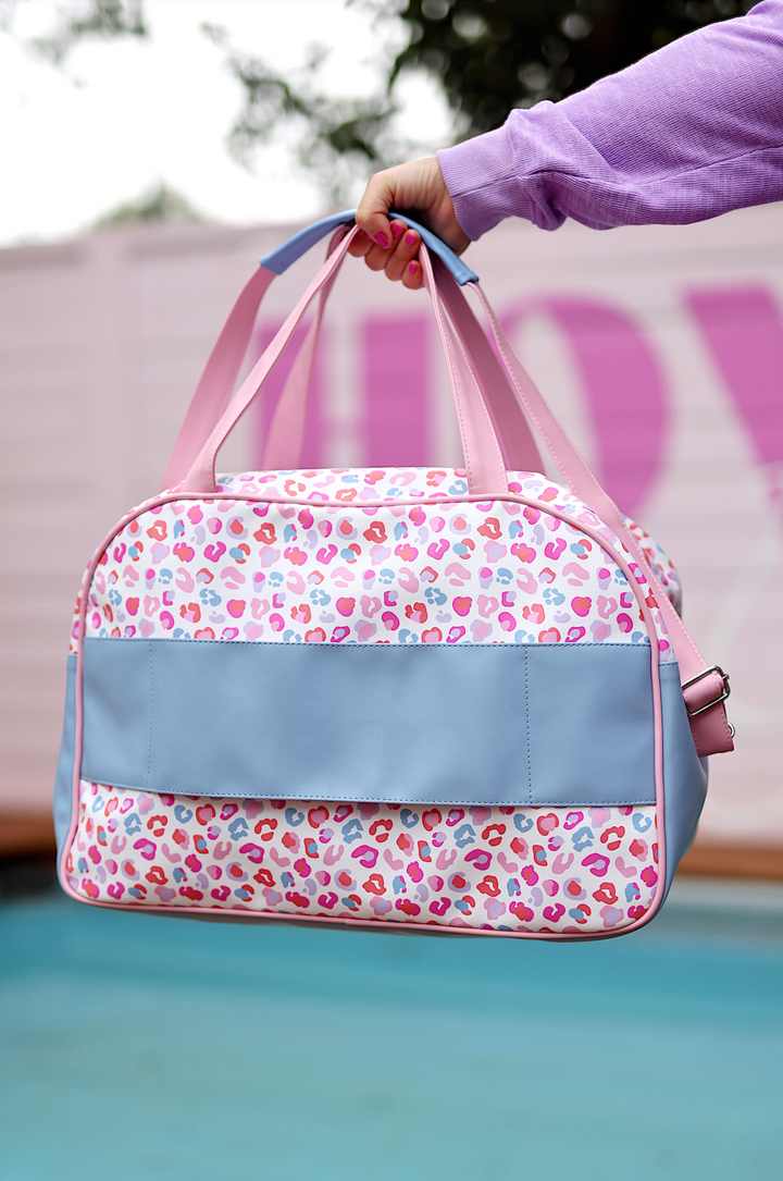 Duffle Bag - Party Animal Color Block WITHOUT customization (Pink/Orange/Blue Cheetah Print)