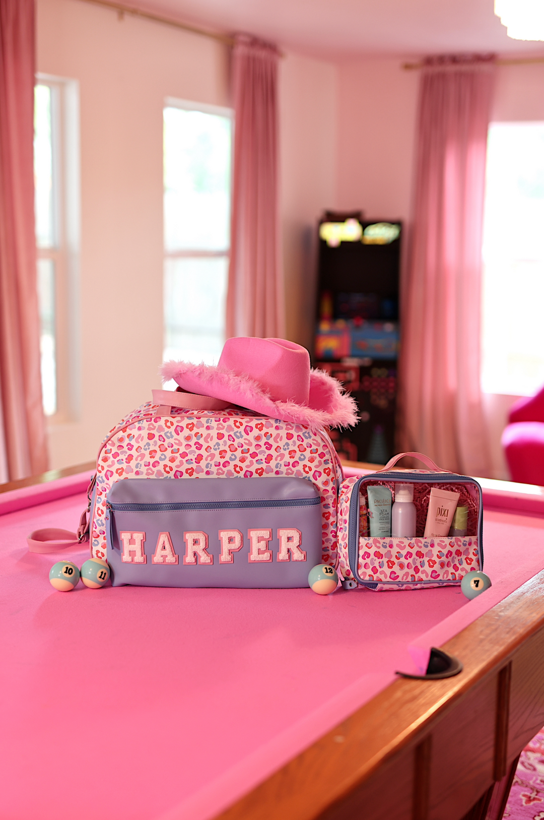 Custom Duffle Bag - Party Animal Color Block (Pink/Orange/Blue Cheetah Print)