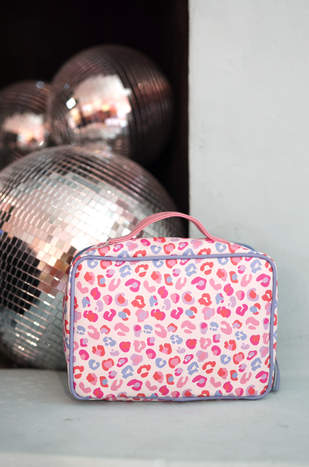 CUSTOM Oversized Cosmetic Bag -  Party Animal (Pink/Orange/Blue Cheetah Print)