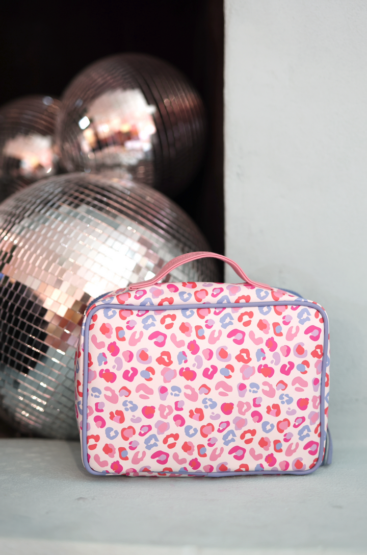 CUSTOM Oversized Cosmetic Bag -  Party Animal (Pink/Orange/Blue Cheetah Print)