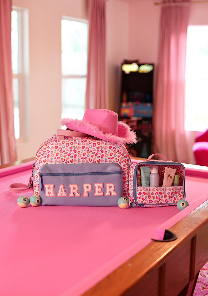 CUSTOM Oversized Cosmetic Bag -  Party Animal (Pink/Orange/Blue Cheetah Print)