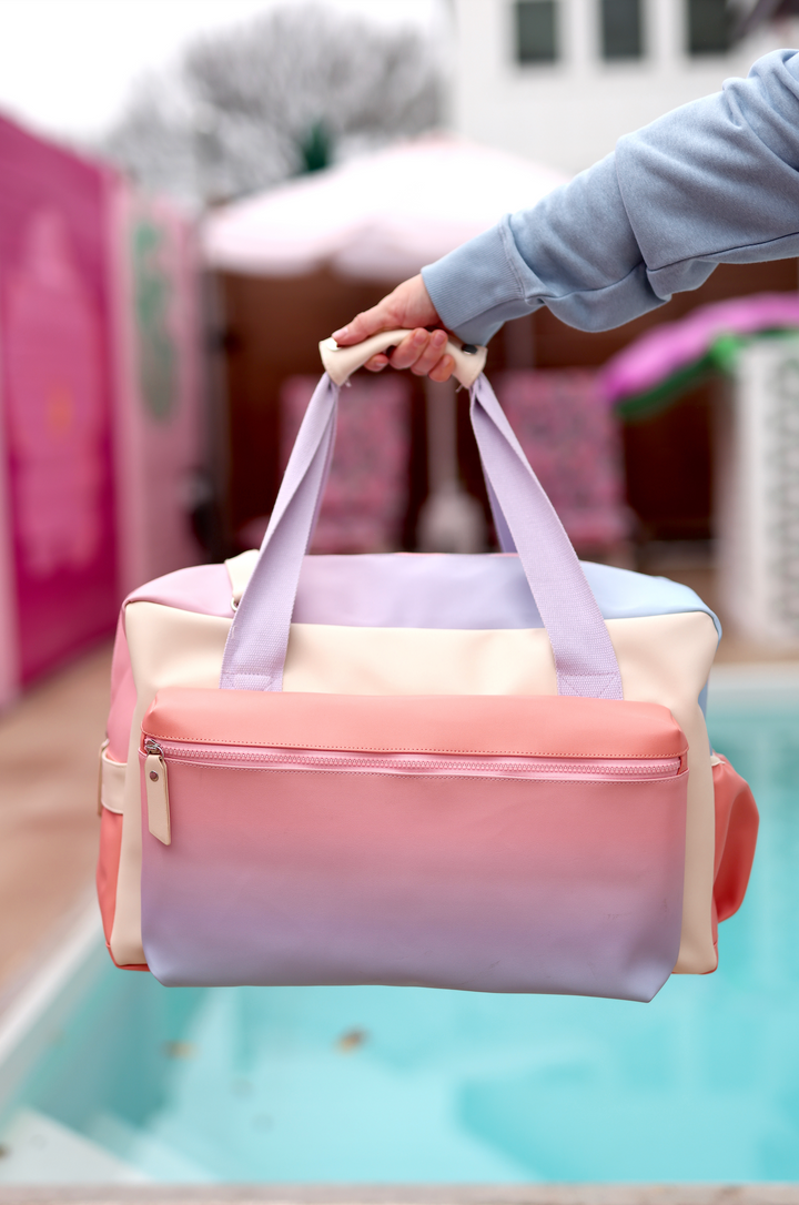 Duffle Bag - Sunrise Color Block Gradient WITHOUT customization (Cream/Coral/Lavender/Blue)