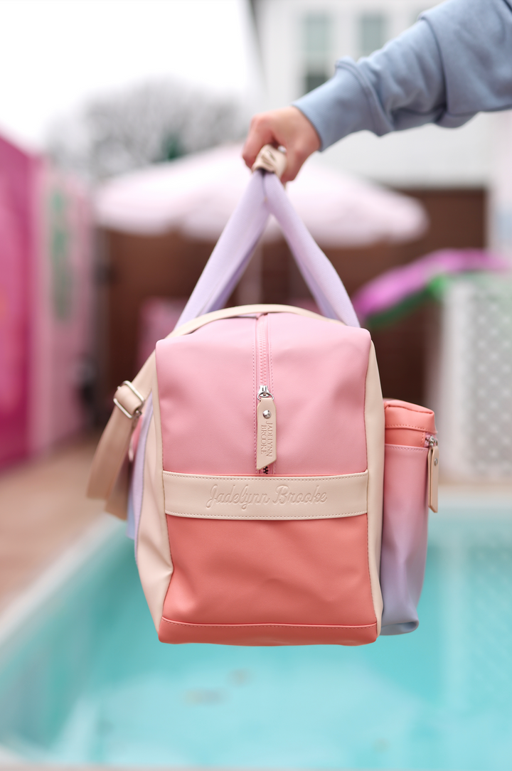 Duffle Bag - Sunrise Color Block Gradient WITHOUT customization (Cream/Coral/Lavender/Blue)