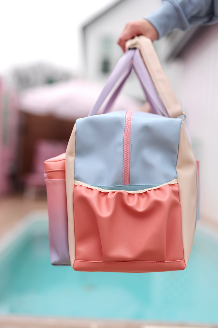 Duffle Bag - Sunrise Color Block Gradient WITHOUT customization (Cream/Coral/Lavender/Blue)