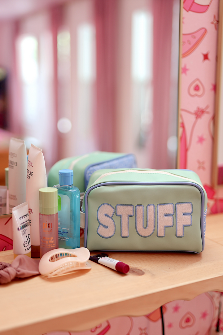 Handle Cosmetic Bag - STUFF (Pistachio/Slate/Cream)