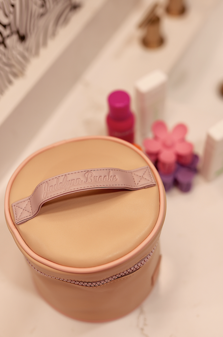 Barrel Toiletry Bag *MINI* - Live In The Moment (Tan/Lavender)