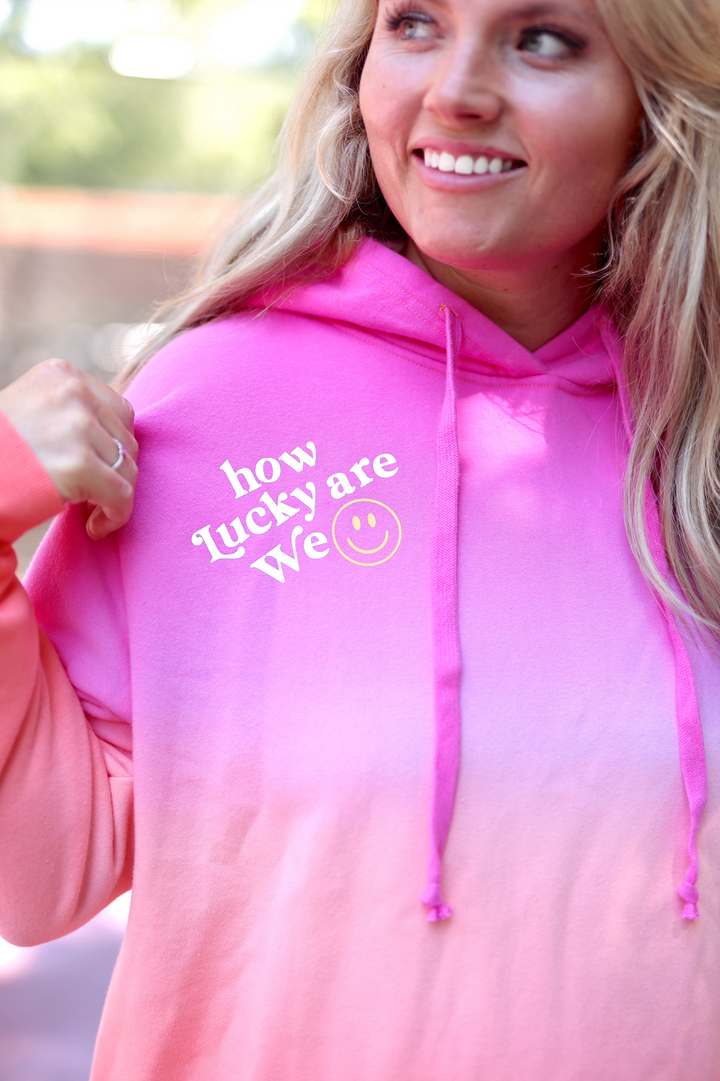 How Lucky Are We (Dip Dye Pink) - Oversized Hoodie