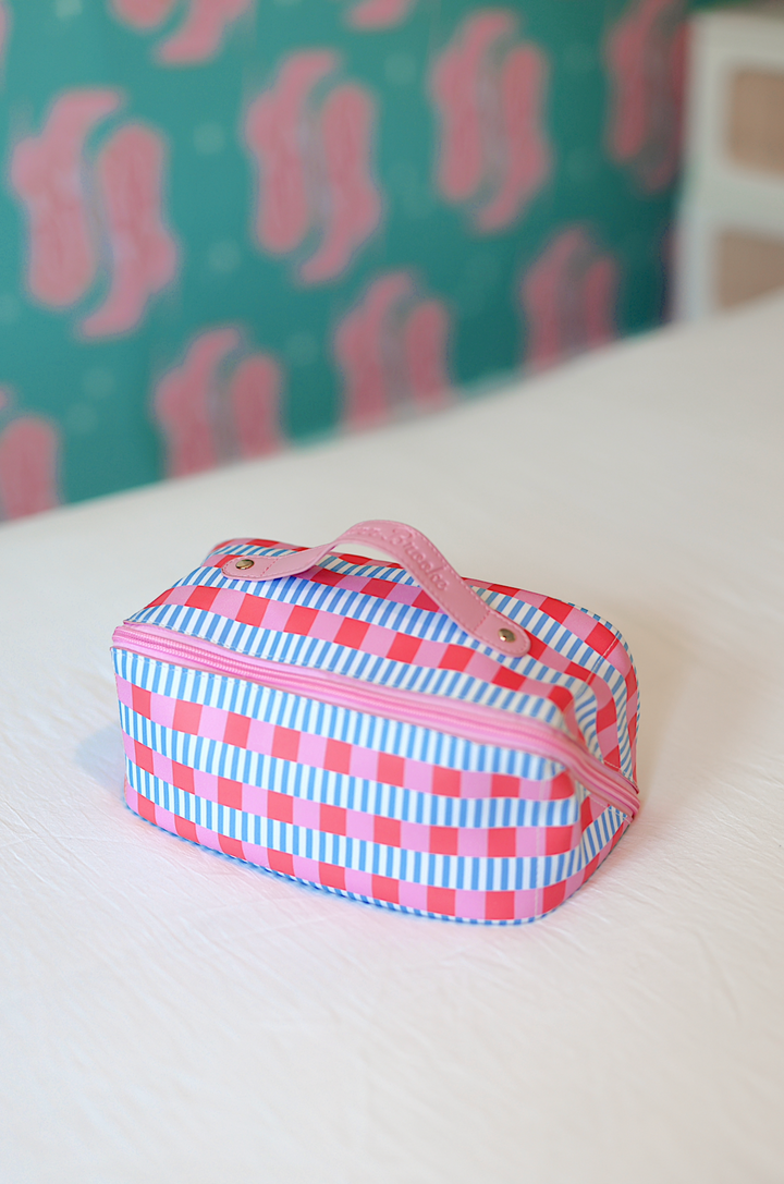 Hold All Cosmetic Bag - Blaze WITHOUT customization (Blue/Pink/Orange Checkered)